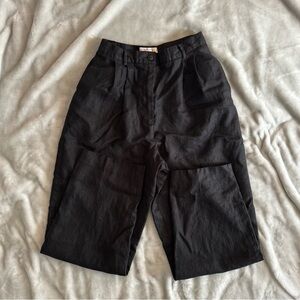 Talbots Black Linen Pleated Front Pants